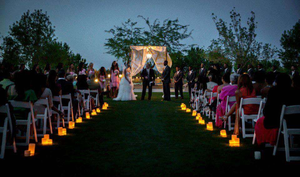 Wedding Ceremony at Dusk Lit by Candles